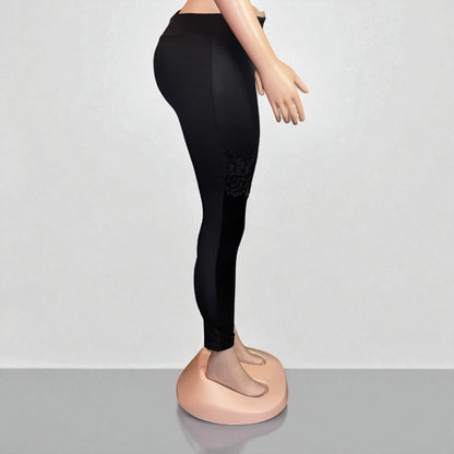 Slim fit PU Leather Lace Women Legging