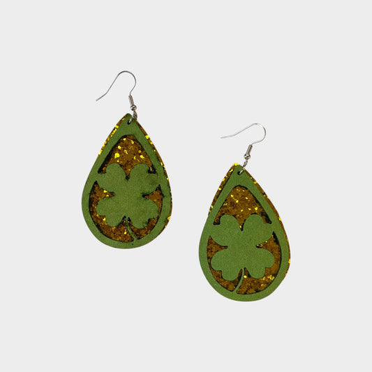 Lucky Shamrock Layered Teardrop Earrings