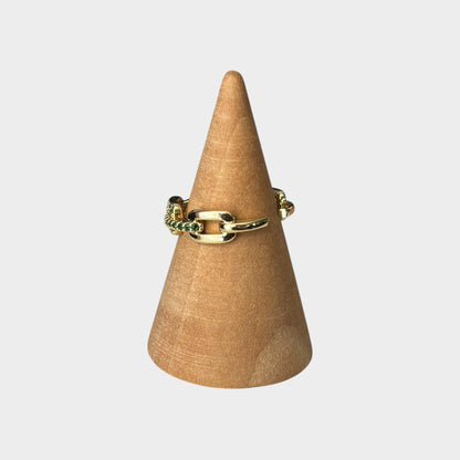 Emerald Green Adjustable Chain Ring