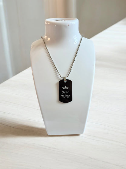 Her King His Queen Matching Couple Necklaces