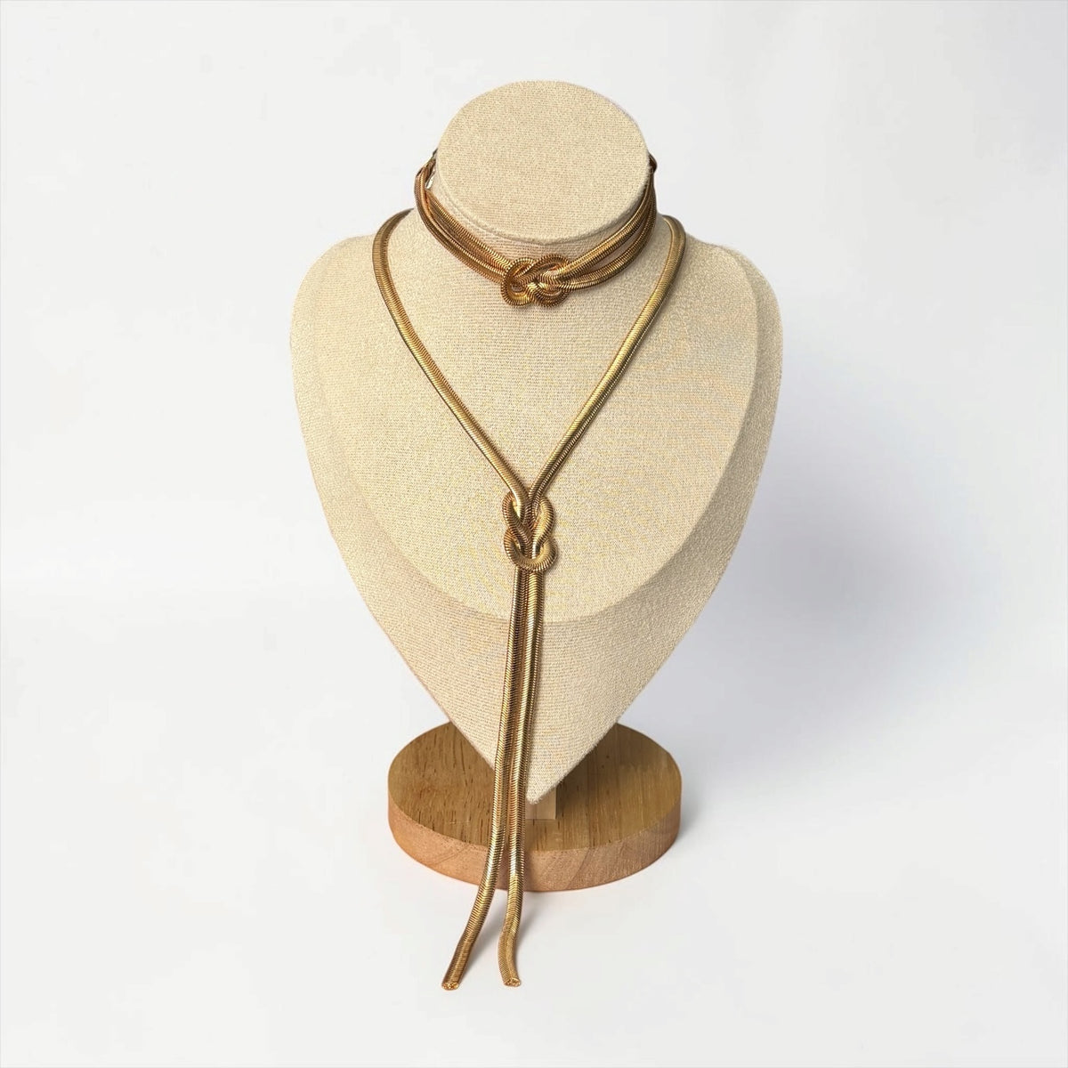 Gold-Tone Snake Chain Knot Necklace & Bracelet Set