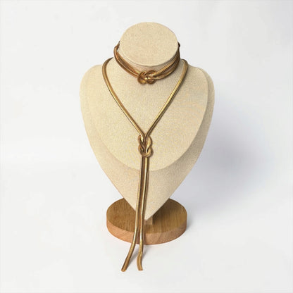 Gold-Tone Snake Chain Knot Necklace & Bracelet Set