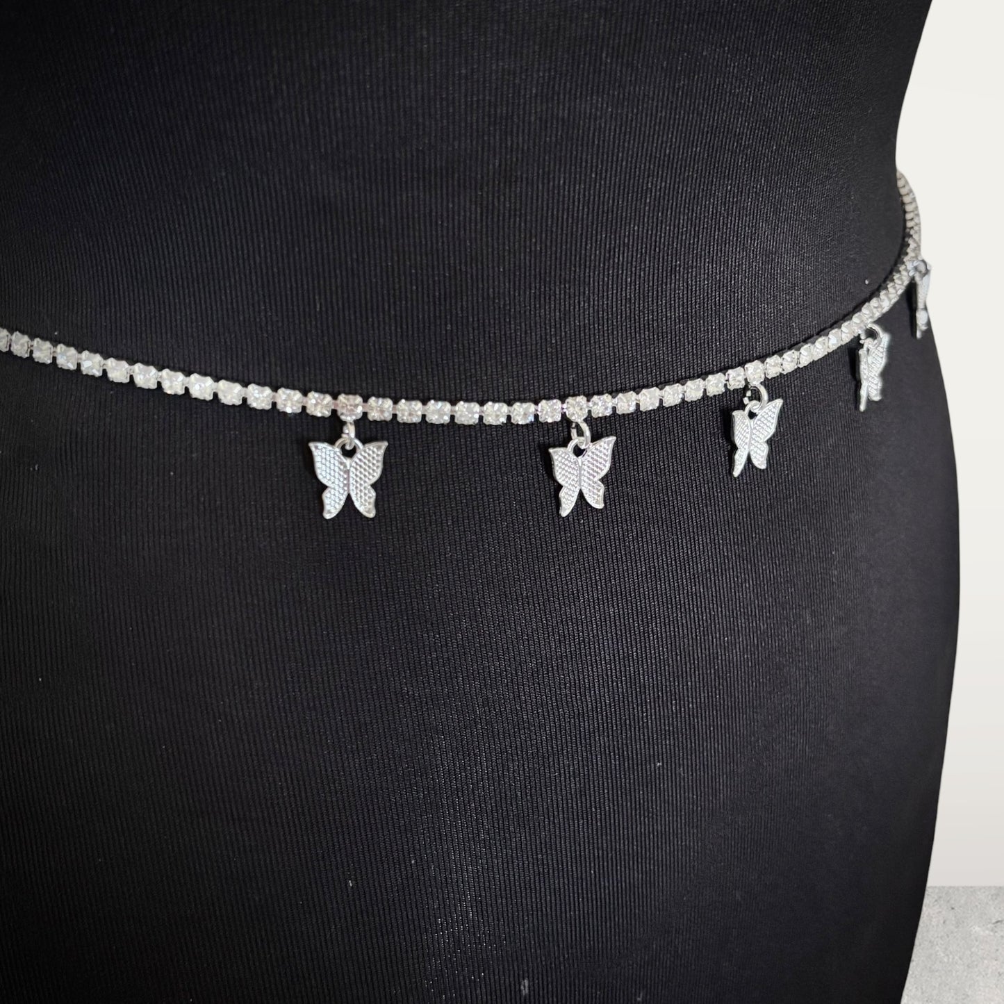 Cadena de cintura con diamantes de imitación y forma de mariposa