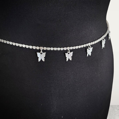 Cadena de cintura con diamantes de imitación y forma de mariposa