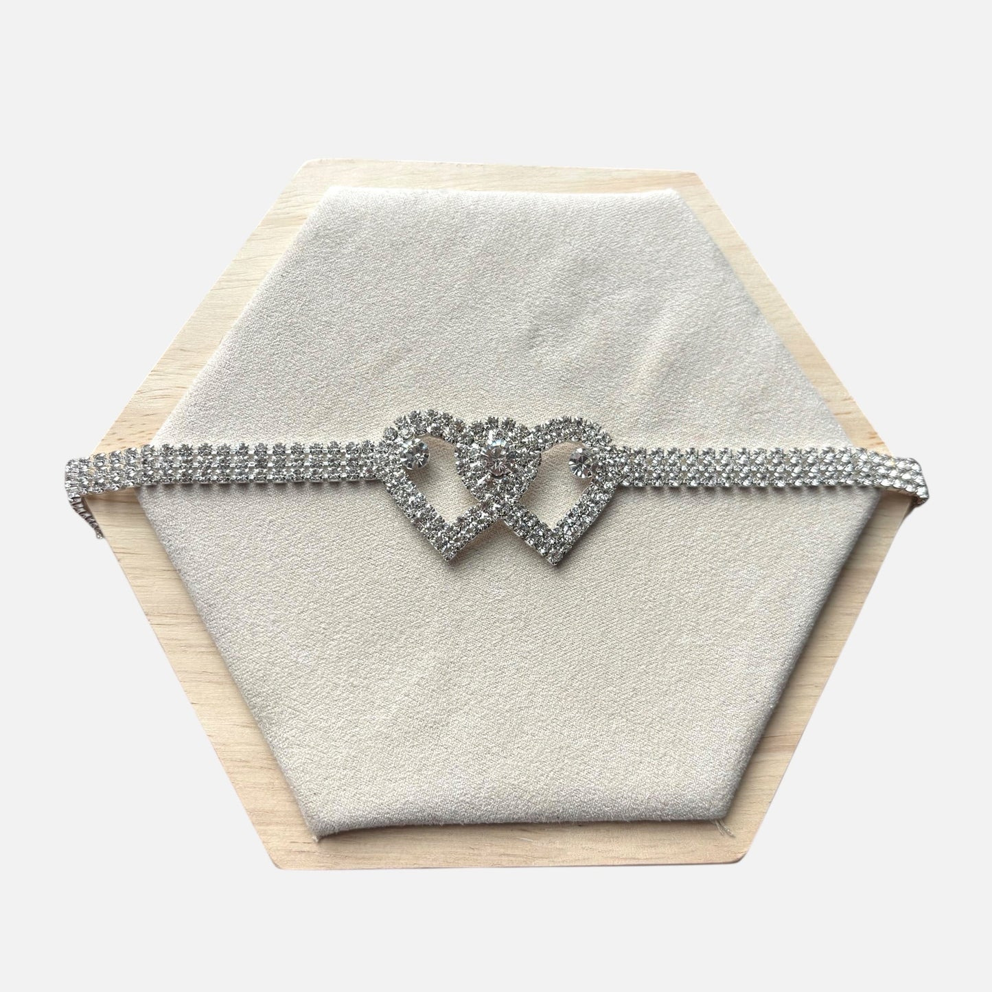 Silver Double Heart Anklet Bracelet