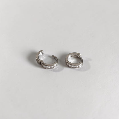 Small Silver Zircon Hoop Earrings