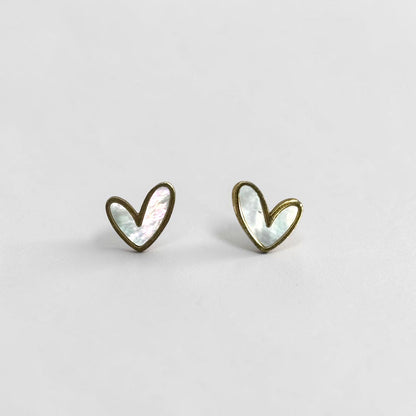 Small Heart Stud White Gold Earring