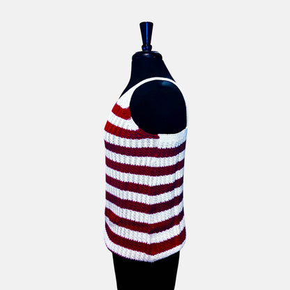 Camiseta de punto con estampado de bandera de estrellas y rayas rojas