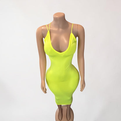 V Neck Long Midi Bodycon Dress