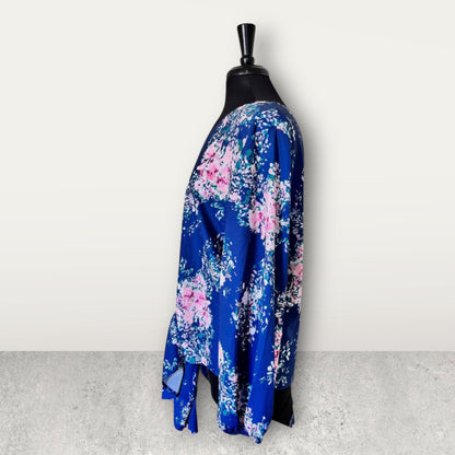 Blusa informal con cuello en V y lazo frontal con estampado floral para mujer