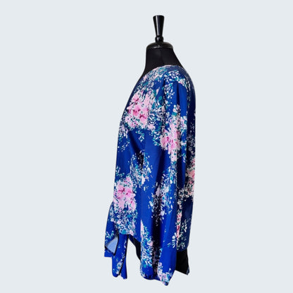 Casual V Neck Tie Front Floral Blouse