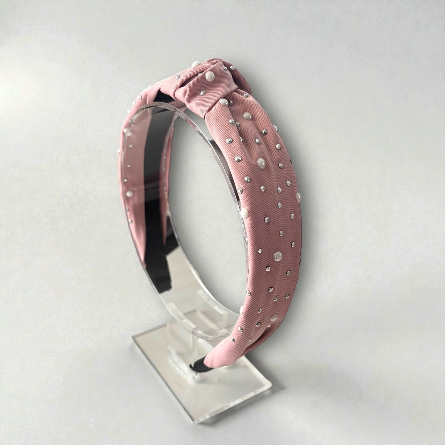 Diadema con perlas brillantes y diamantes de imitación