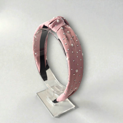 Diadema con perlas brillantes y diamantes de imitación