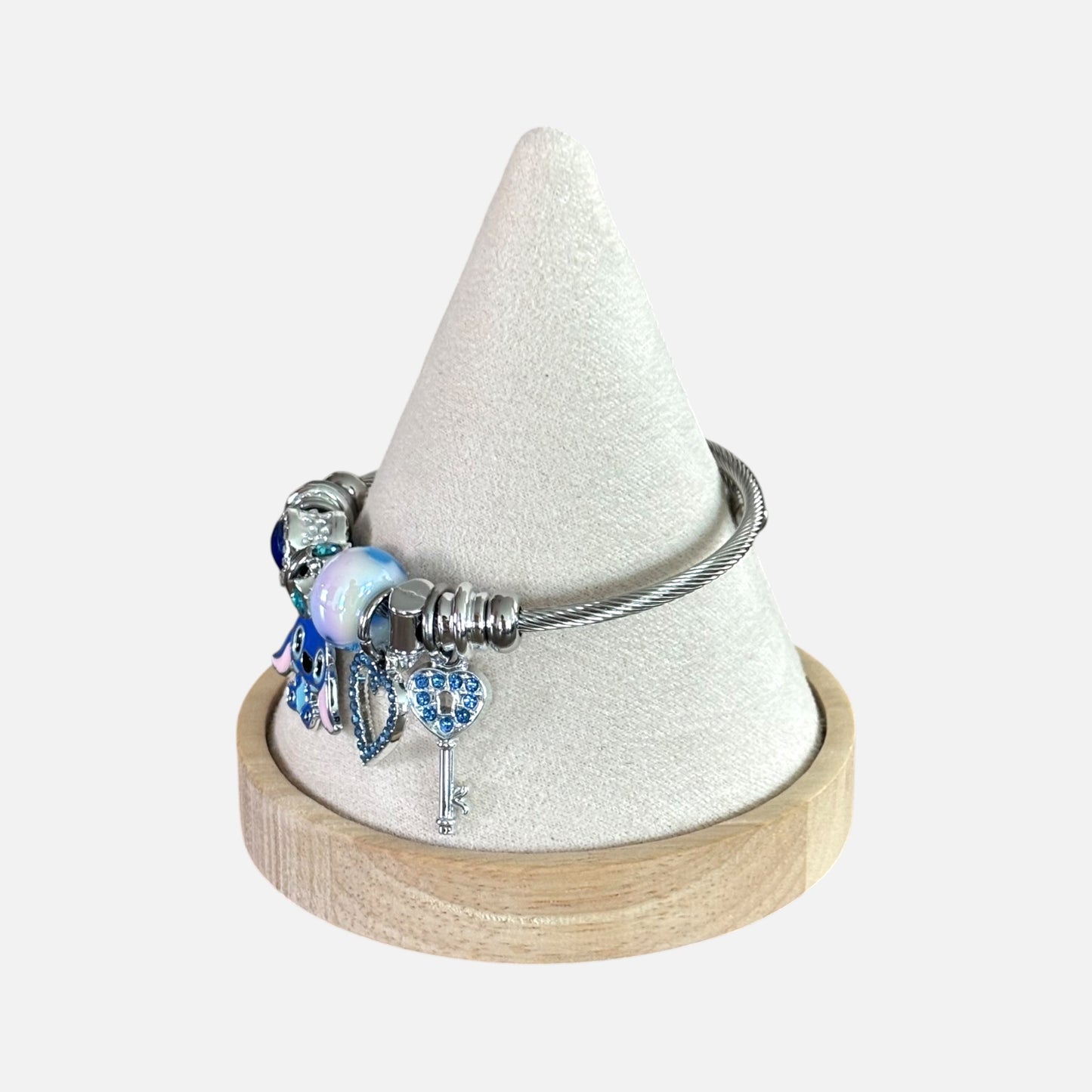 Blue & Silver Cartoon Charm Bangle Bracelet for Girls