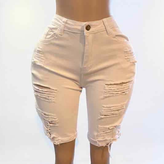 White Denim Women Bermuda Shorts