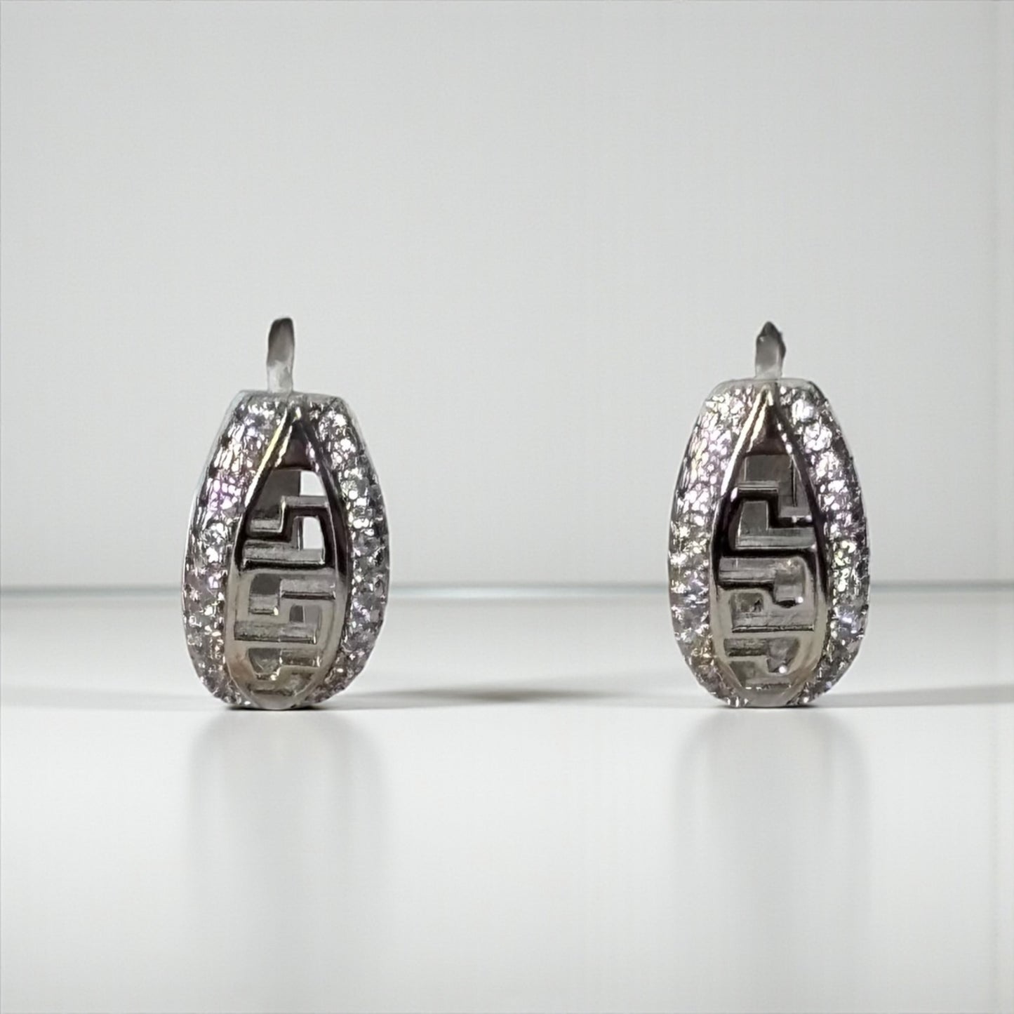 Silver Small Zircon Hoop Earring