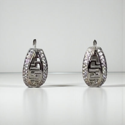 Silver Small Zircon Hoop Earring