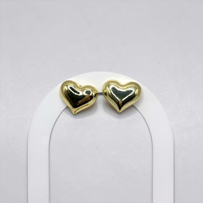 Small Heart Gold Stud Earrings