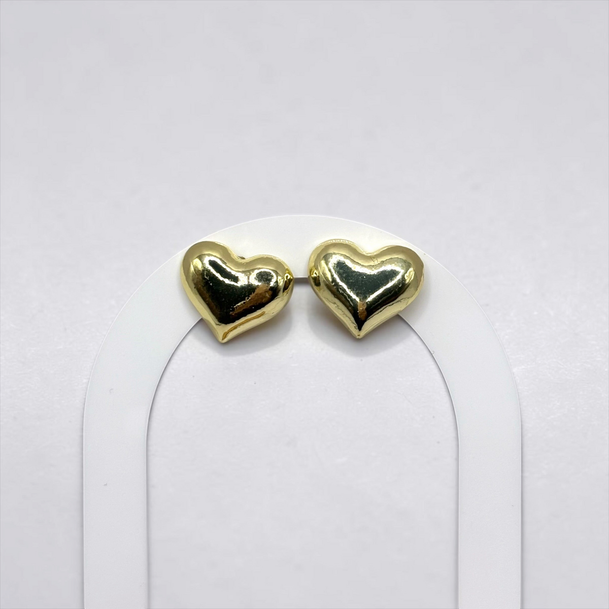 Polished Gold Heart Stud Earrings
