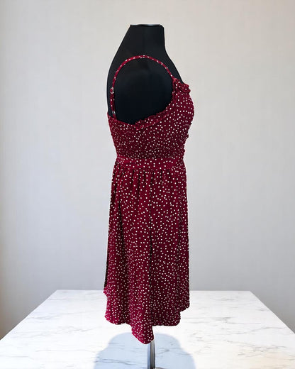 Floral Burgundy Ruffled Neckline Sundress
