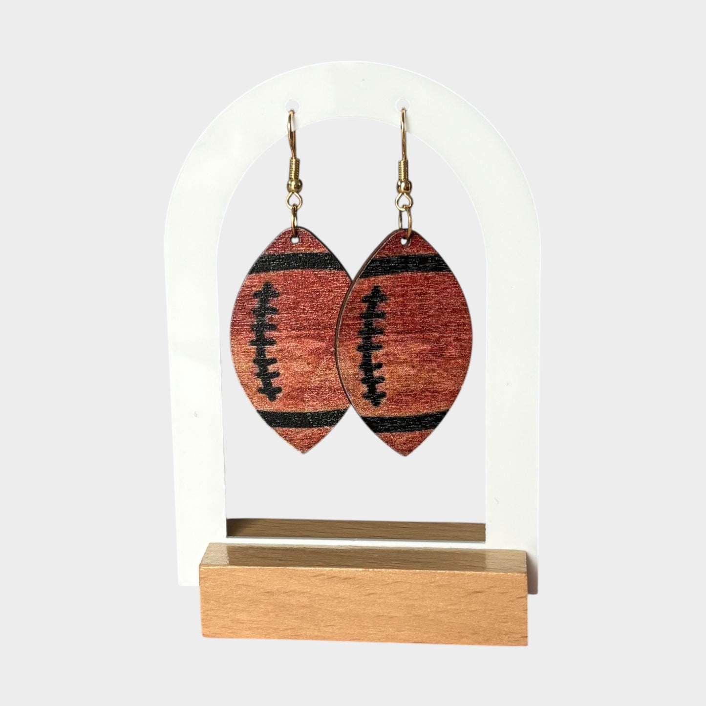 Football Wood Drop Earrings