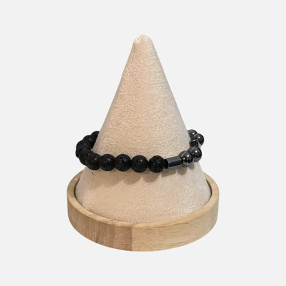 Pulsera de piedra ajustable con cuentas de 8 mm para hombre
