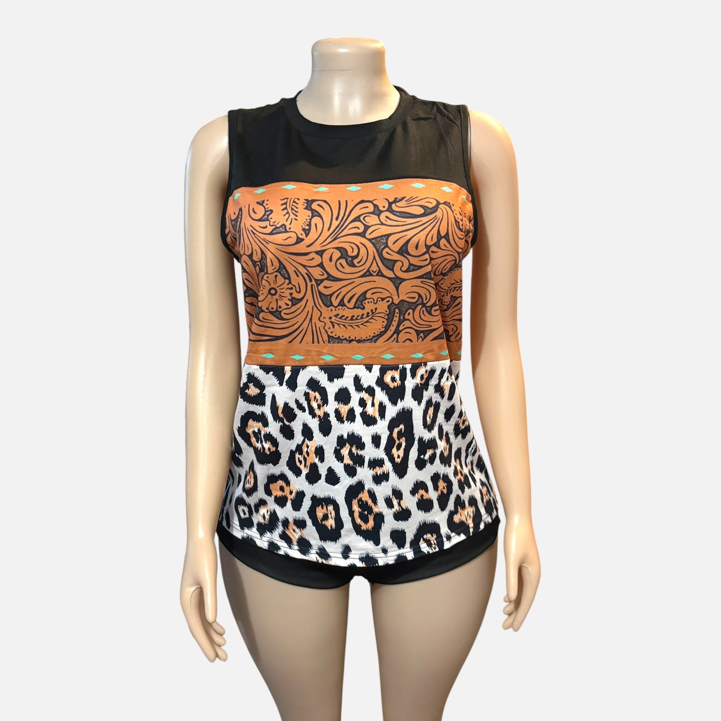 Leopard Multi Color-Block T-shirt
