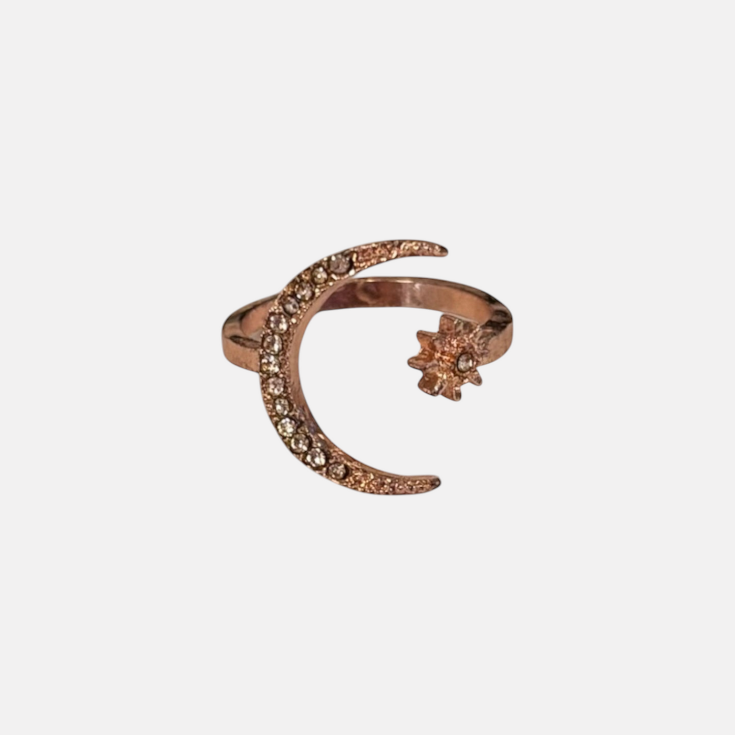 Moon Star Rose Gold Adjustable Ring