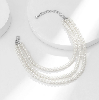 Tobilleras con cadena de perlas y borlas de varias capas