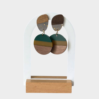 Earth Tone Geometric Drop Earrings