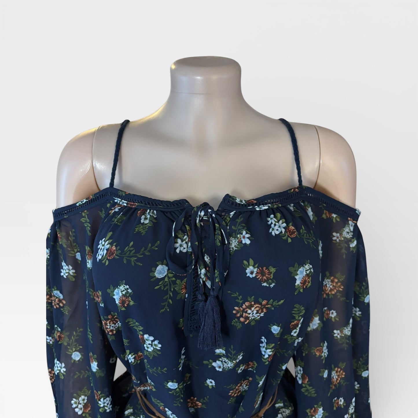 Elegant Navy Blue Floral Short Dress