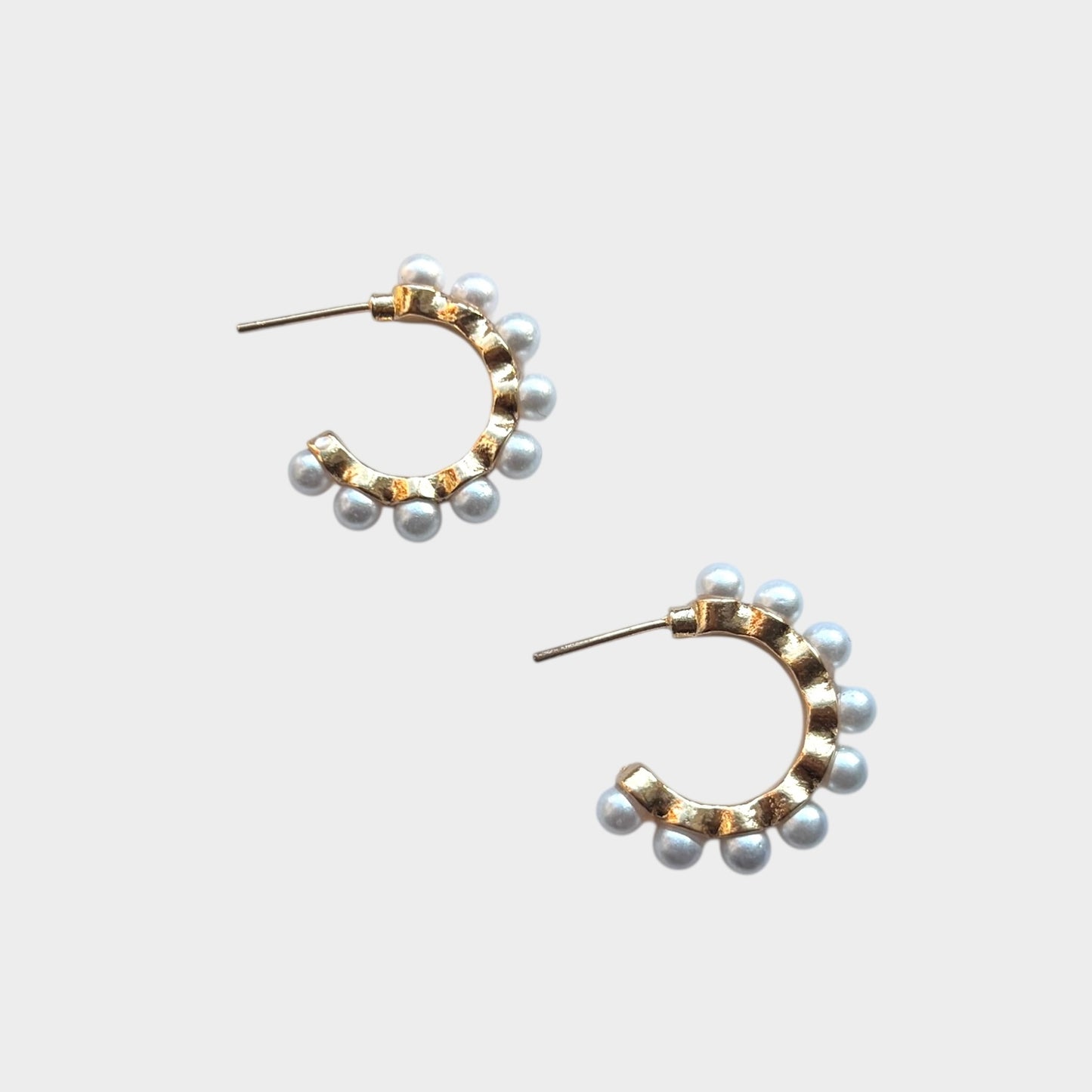 Gold Hoop Earrings with Pearls