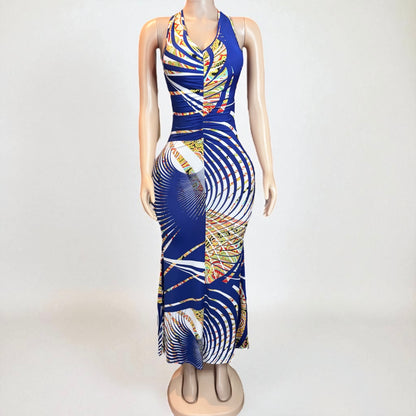 Sleeveless Long V-Neck Maxi Dress
