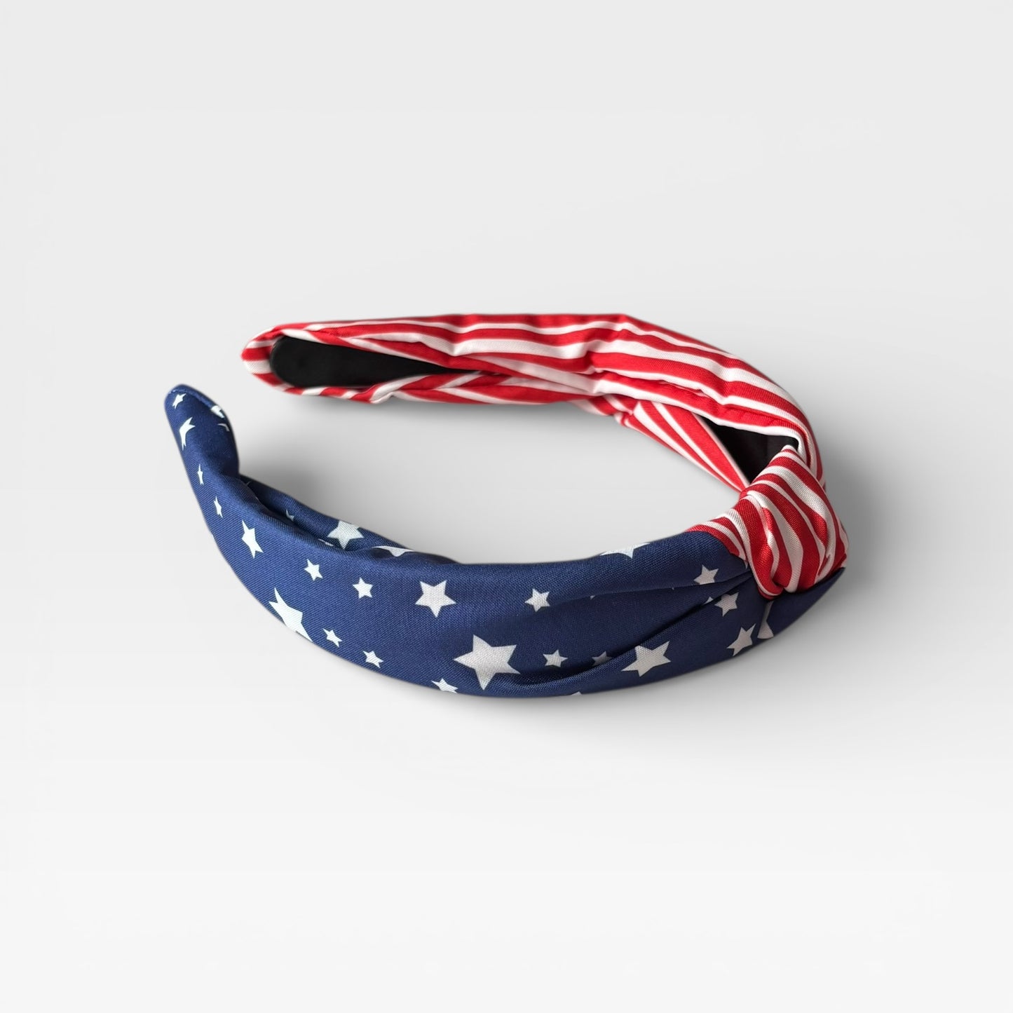 Diadema ancha con lazo y bandera estadounidense multicolor