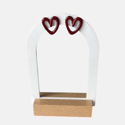 Small Burgundy Heart Stud Earring