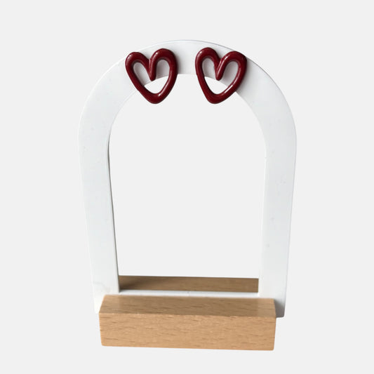 Small Burgundy Heart Stud Earring