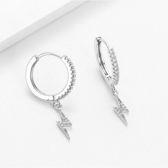 Crystal Simple Lightning Hoop Earrings