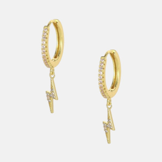 Crystal Gold Lightning Hoop Earrings