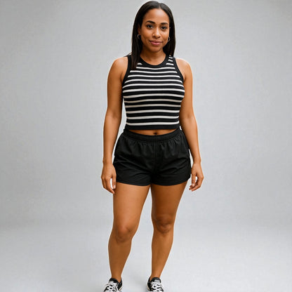 Striped Sleeveless Knitted Base Shirt