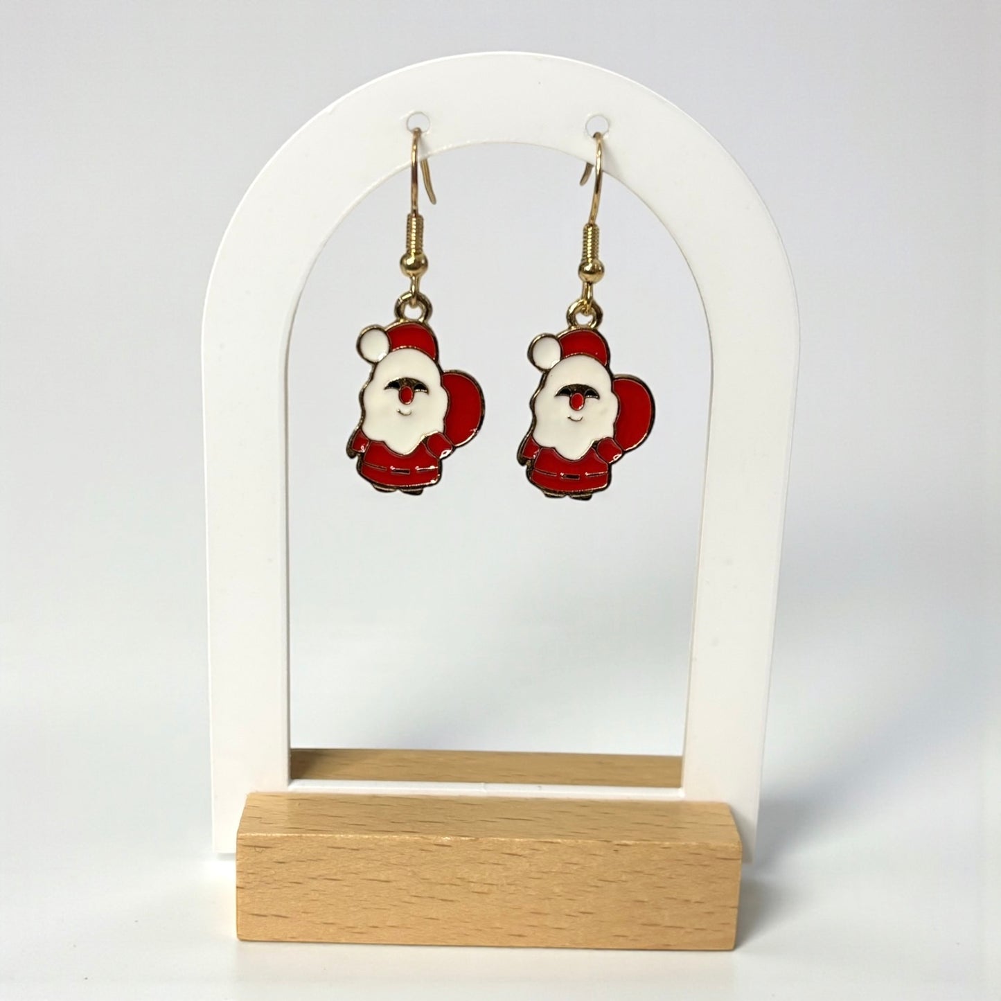 Santa With Red Gift Bag Mini Earrings
