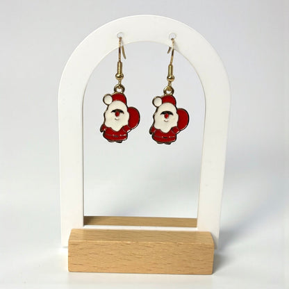 Santa With Red Gift Bag Mini Earrings