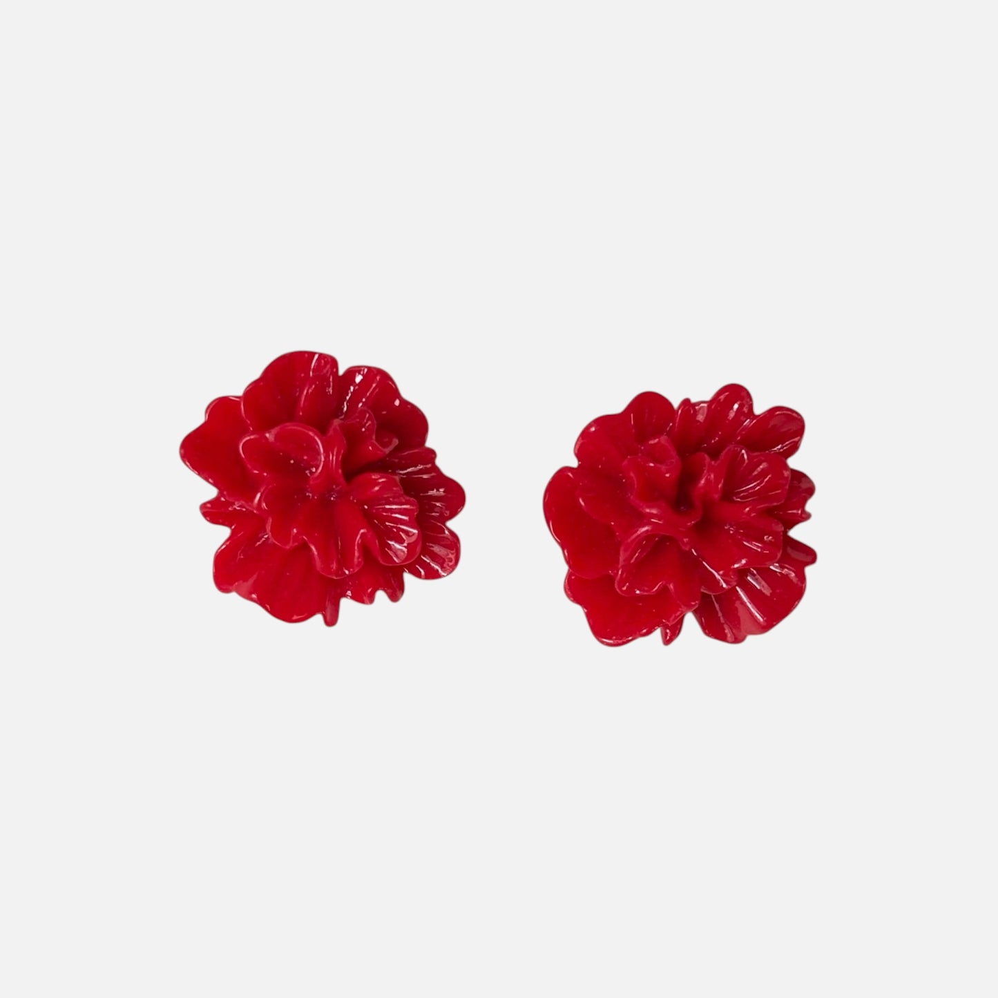 Red Floral Stud Earring