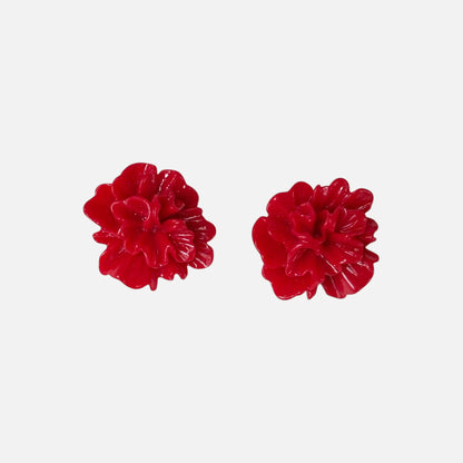 Red Floral Stud Earring