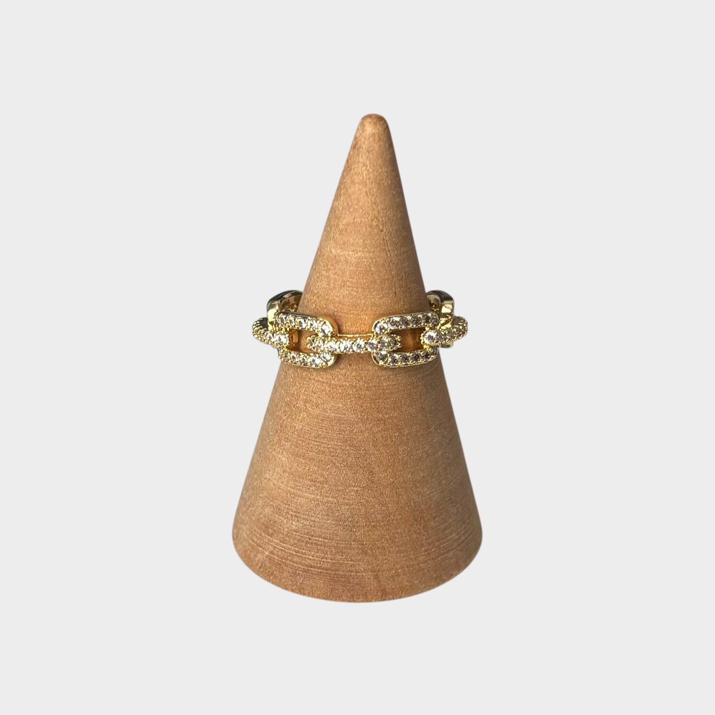 Gold & Crystal Adjustable Chain Ring