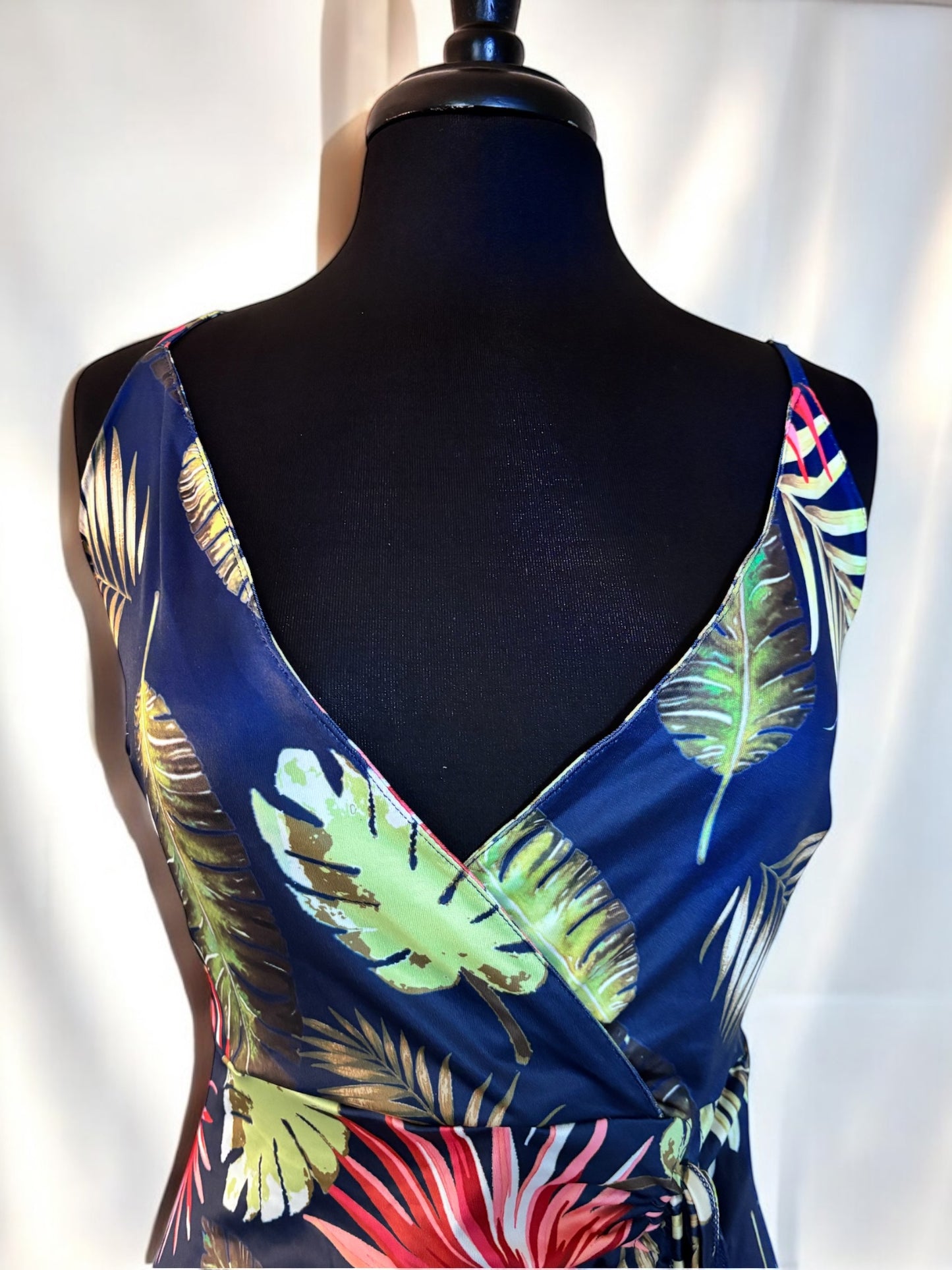 Floral Print Women Short V Neck Mini Dress