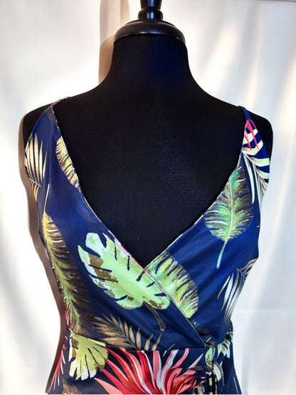 Floral Print Women Short V Neck Mini Dress