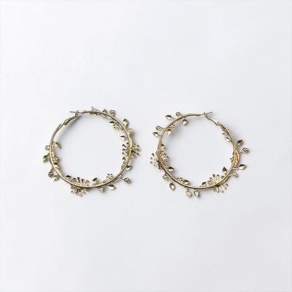 Vintage Floral Hoop Statement Earrings
