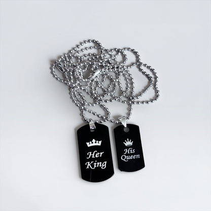 Her King His Queen Matching Couple Necklaces