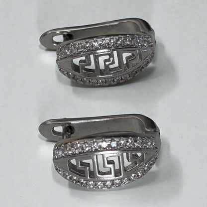 Silver Small Zircon Hoop Earring