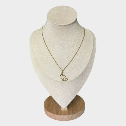 Gold Stainless Steel Bunny Pendant Necklace